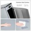 Steel Trash Can, 60L Dual Compartment, Metal Kitchen Step Recycle Bin, Metal Double Dustbin, in-Home Garbage Rubbish Can W/Remov 3