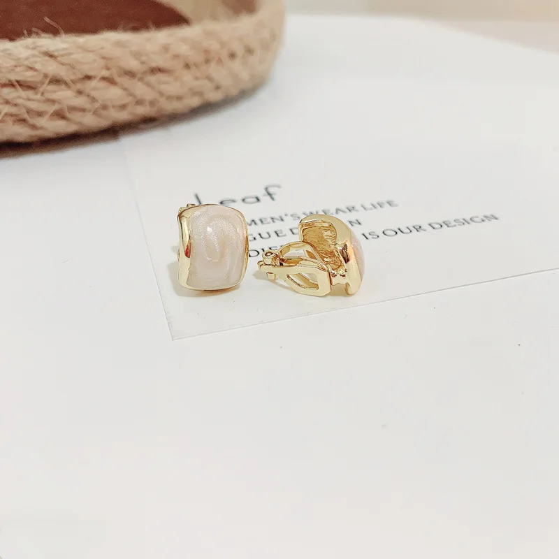 Geometric Arc Earrings No Hole Ear Clips Oil Dripping Fashion Clip Earring Without Piercing Minimalist Earrings Jewelry CE0225 ear clip earrings clip earrings ear clip