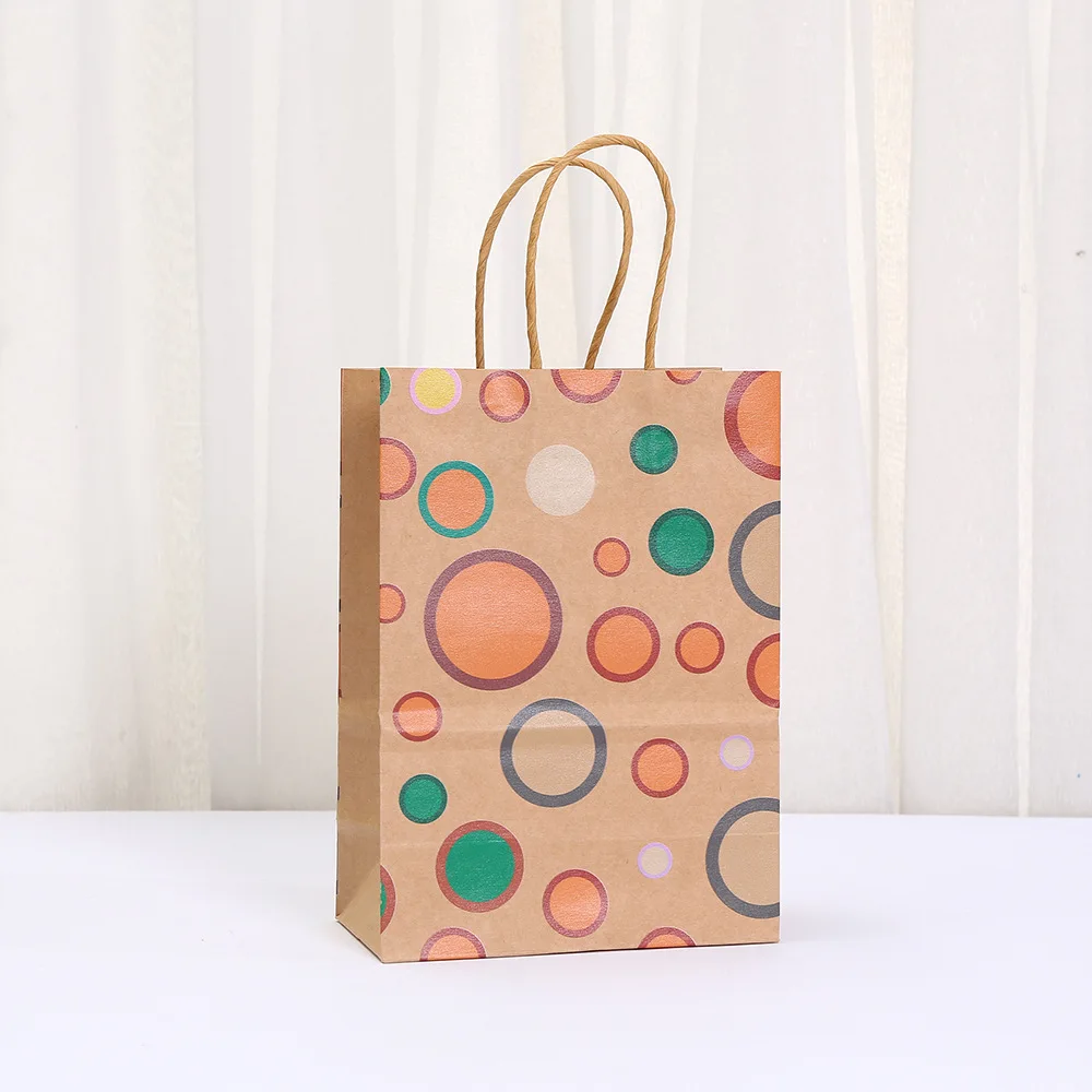 2025 New Polka Dot Kraft Paper Gift Bags, Reusable Eco-Friendly Tote Bags with Twisted ... - SKU KBGP1520 - UGI Packaging
