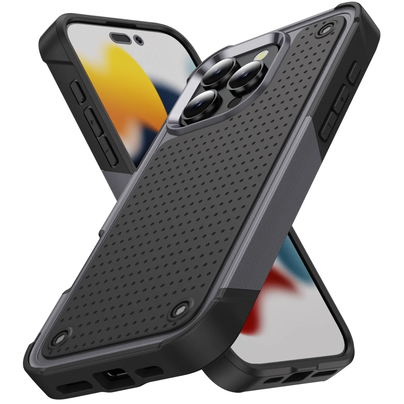 Hybrid Rugged Armor Shockproof Phone Case with Hard Plastic Frame and TPU Back Cover