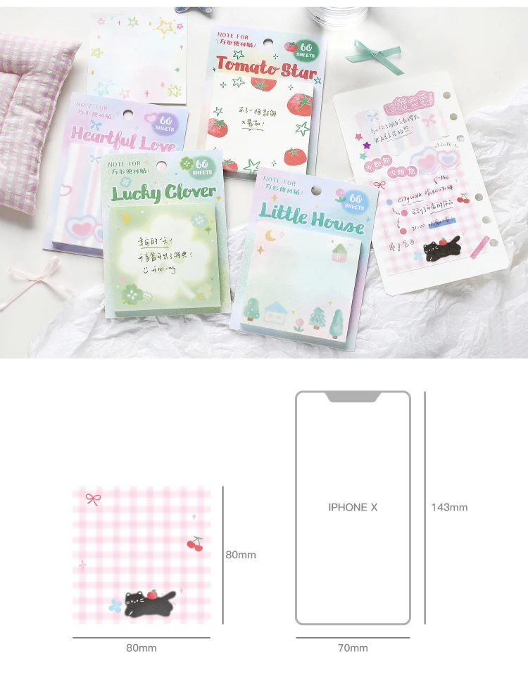 60 teile/los Kawaii Ins Nachricht Memo DIY Handgemachte Material Sammelalbum Hintergrund Papier Koreanische Japanische Schule Bürobedarf – Detail 12