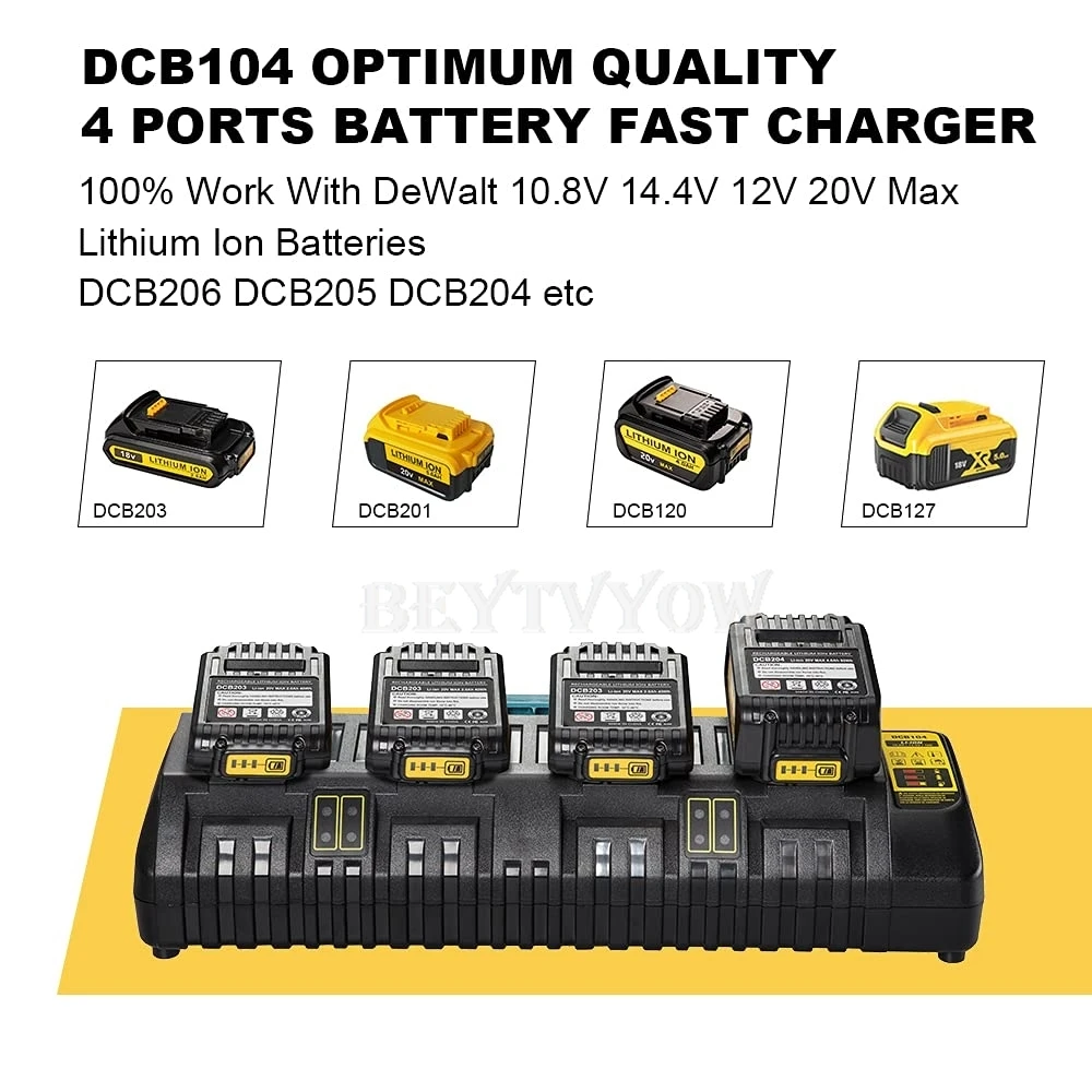 For Dewalt Battery Charger 12V/20V Max Li-ion Batteries 4-Port Battery Charger R
