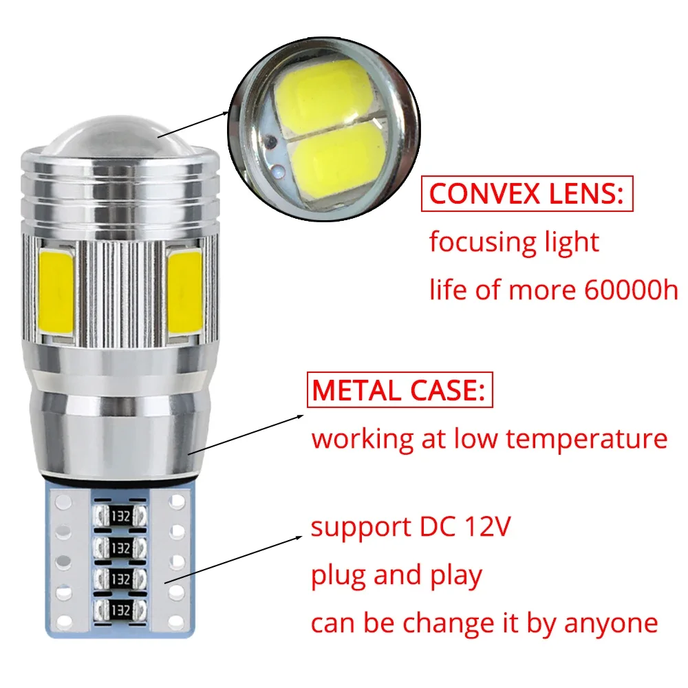 Фото 2 шт., светодиодные лампы T10 W5W, CANBUS 6SMD 5630 №4