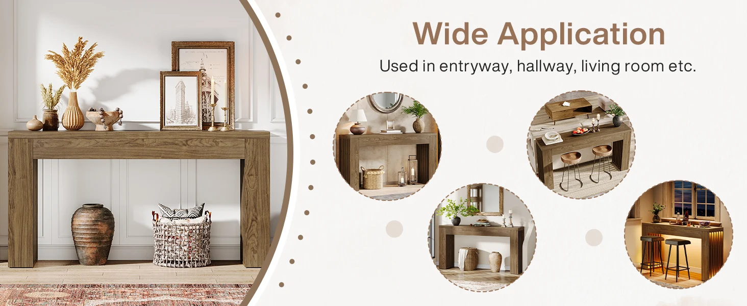 Robust Foyer Console with Brown Wood Finish