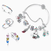 Bracelet en argent Sterling 925 pour femmes, avion de voyage, serpent, chaîne de base, chat et lune, perles breloque originales, bricolage, Design, bijoux de fête 3