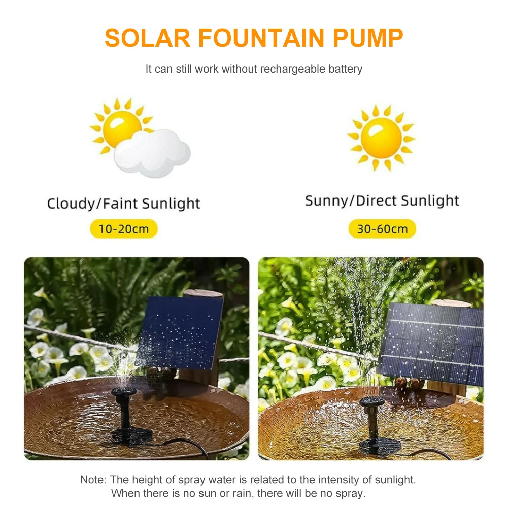 2.5W Solar Fountain Pump solar fountain solar fountain pump water fountain garden pond fountain solar water pump For Bird Bath with 6 Nozzles Floating Solar Powered Water Fountain for Garden Pools Ponds Fish Tanks