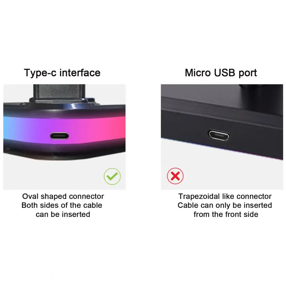 

Настольная подставка для наушников с дисплеем Rgb, подставка для наушников с 16 эффектами, подставка для телефона с портом Type-c, Настольная гарнитура для геймеров