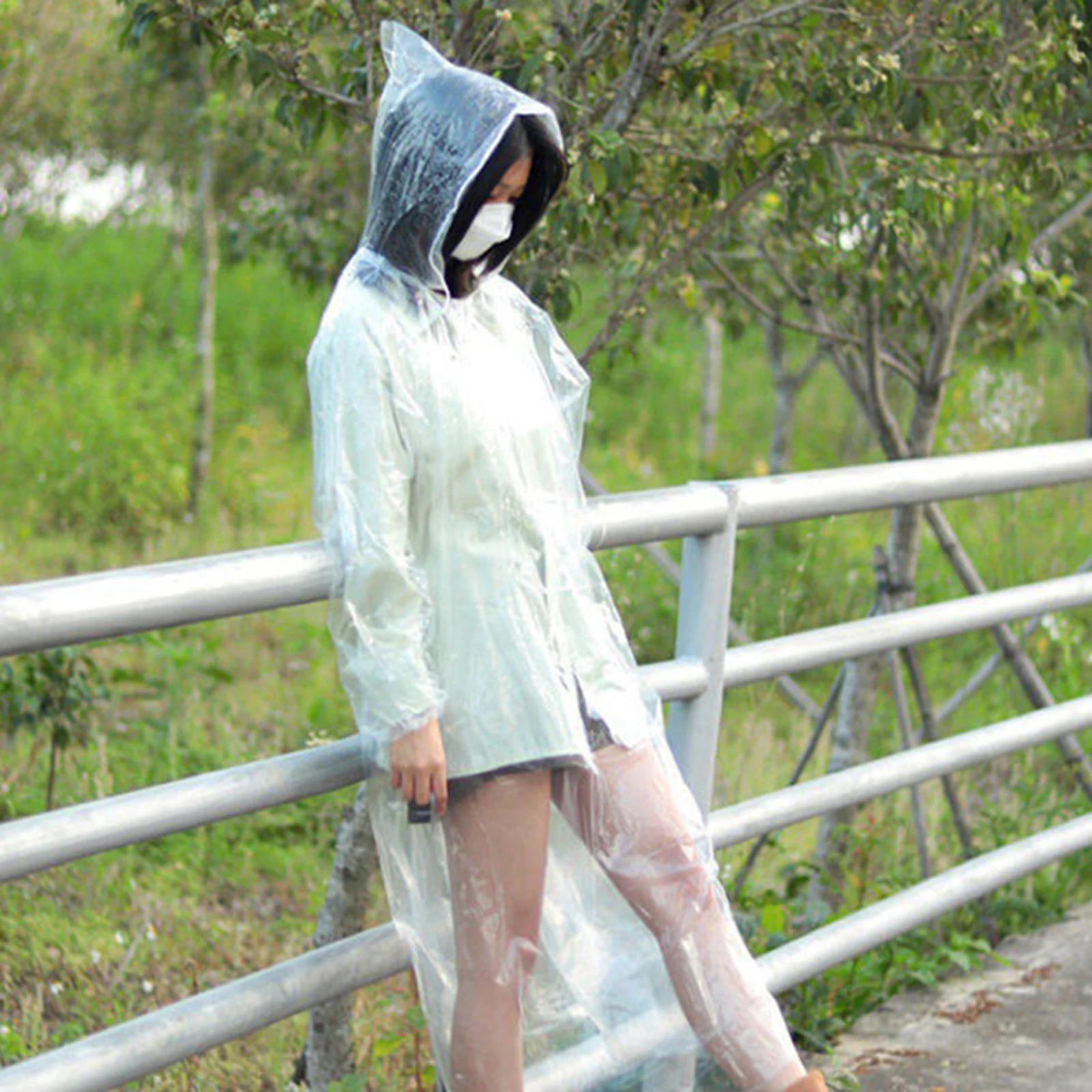 Disposable Poncho Waterproof Raincoat Hooded Raincoat Lengthened Waterproof Outdoor Travel Universal Poncho Rain