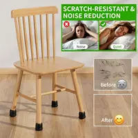 8pcs Round Table Chair Leg Floor Protector Foot Cover Black Anti- Slip Silicone Furniture Feet No Scratches for Hardwood Floors 5