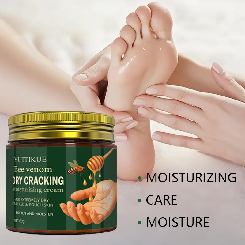 Bee venom dried crack moisturizing cream is suitable for extremely dry, cracked, and rough skin, softening and smoothing it.