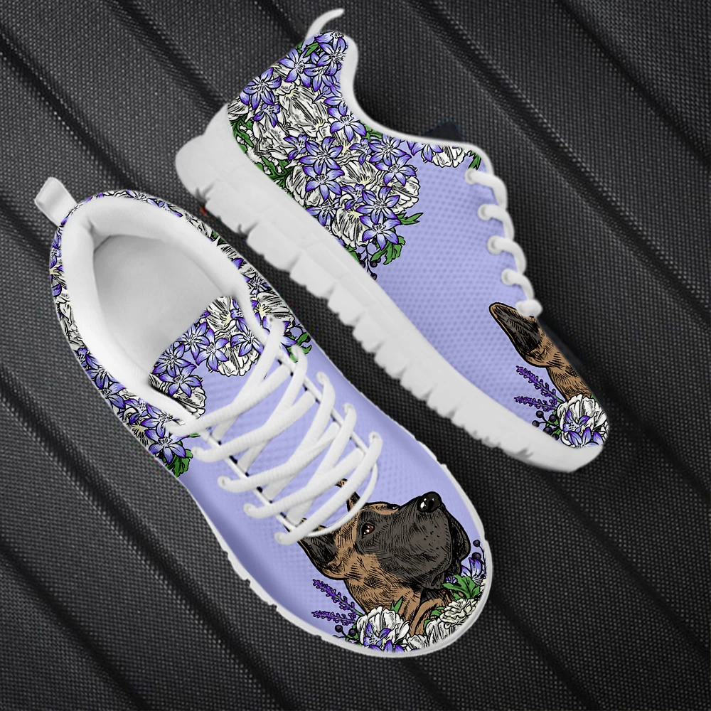 INSTANTARTS Lovely Boston Bull Terrier Floral Pattern Women Flat Shoes Wear-Resistant Casual Sneakers for Girls Zapatos Mujer