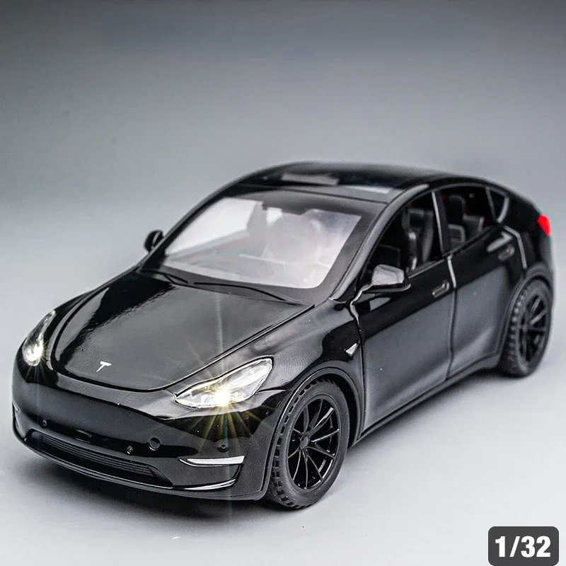 1:32 Tesla Model Y Pull Back Sound and Light Simulation Alloy Car Model Children's Toy Car Ornament Alloy Car Model 2