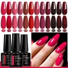 MEET ACROSS12Pcs Red Series Gel Nail Polish With Box Semi Permanent UV Gel LED Nail Art Varnish Manicure Kit Nail Supplies 3