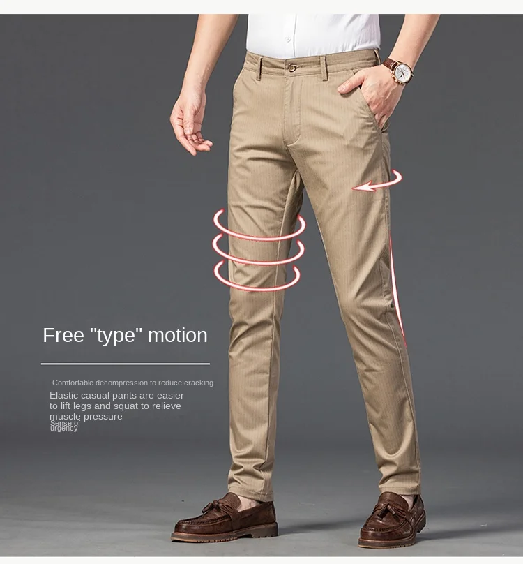 Description Picture 5 of itemBusiness Trousers Men's Spring/Summer 2024 New Elastic Slim Fit High-End Men's Casual Striped Suit Pants