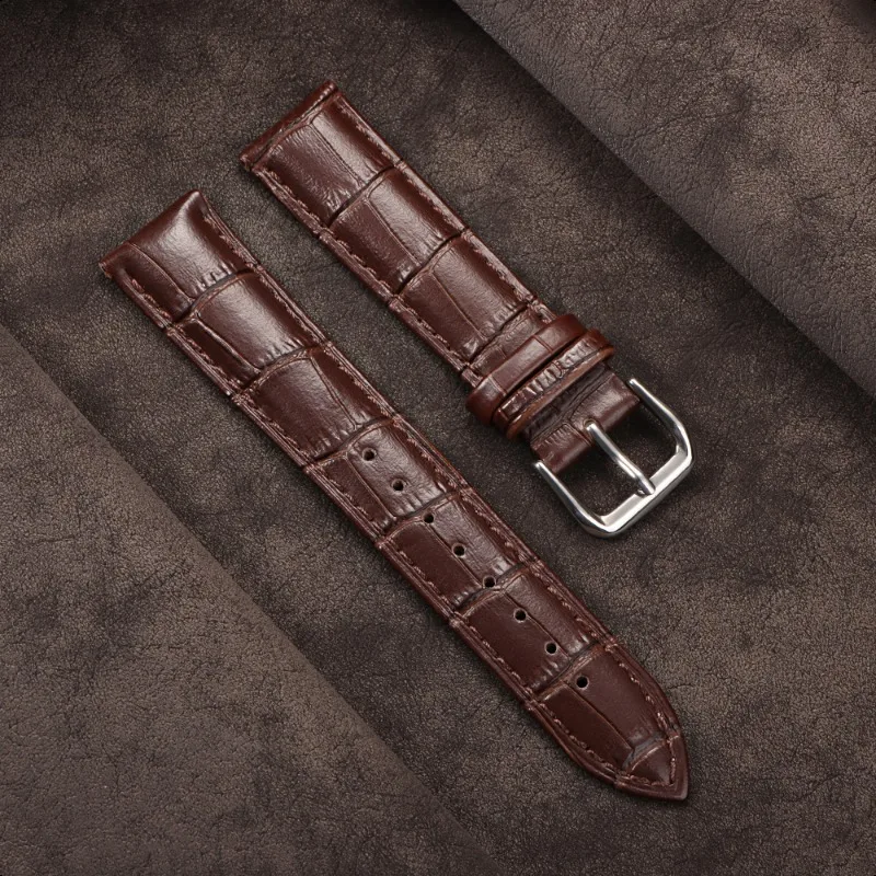 Premium Genuine Leather Watch Band - Elegant Business Bracelet in Black and Brown