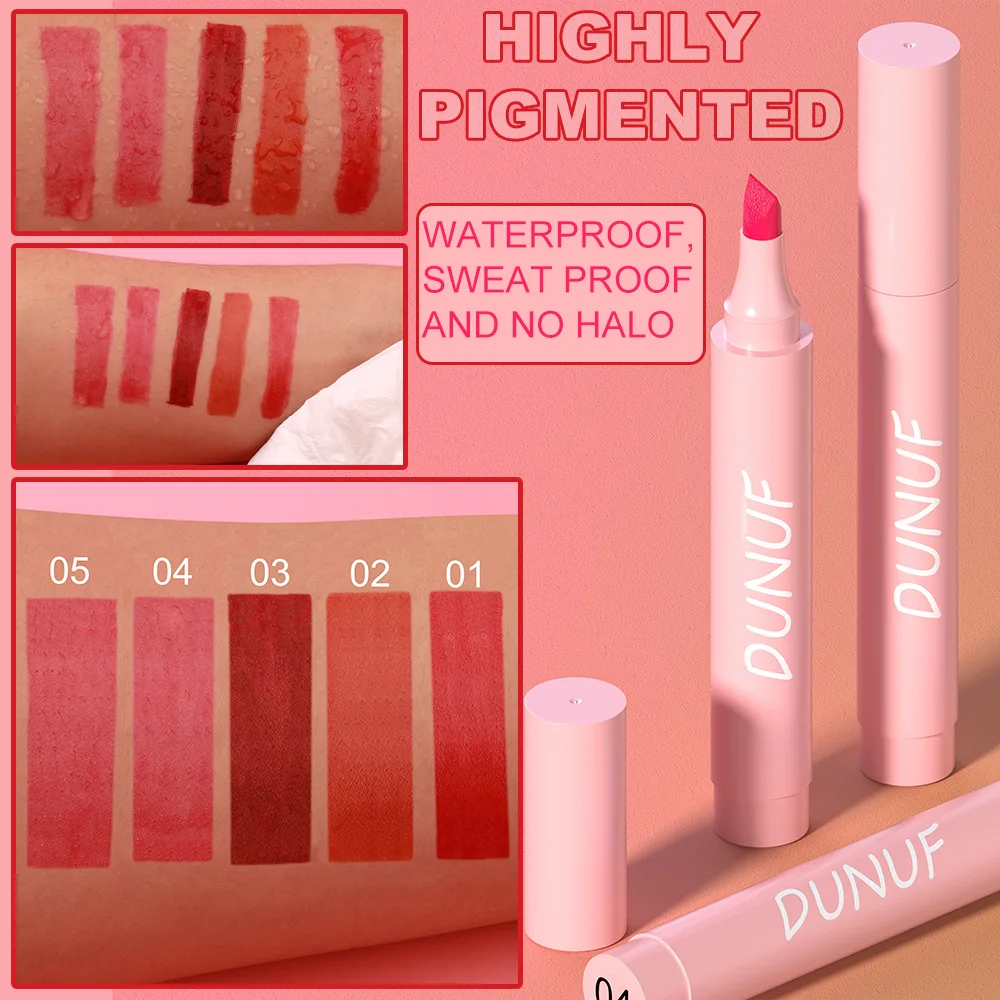 5 Colors Lipstick Pencil Matte Velvet Waterproof Long-lasting Non-stick Cup Lip Stick Sexy Rose Red Orange Lip Liner Makeup 5