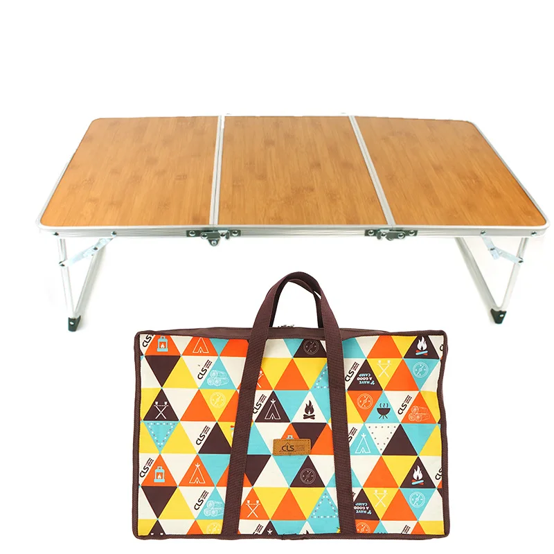 Outdoor Picnic Barbecue Bamboo Wood Bamboo Board Table Camping Portable Portable Folding Table Simple Furniture Computer foldable table