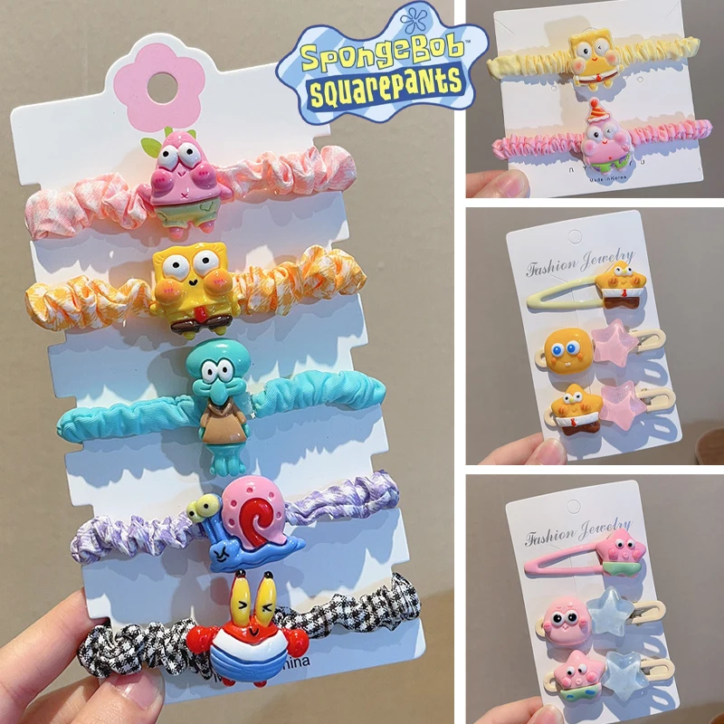 Spongebob Patrick Star Hairpin Hair Rope Cartoon Anime Hair Clip Girl Hairband Bb Clips Kawaii Accessori Per Capelli Kid Headwear