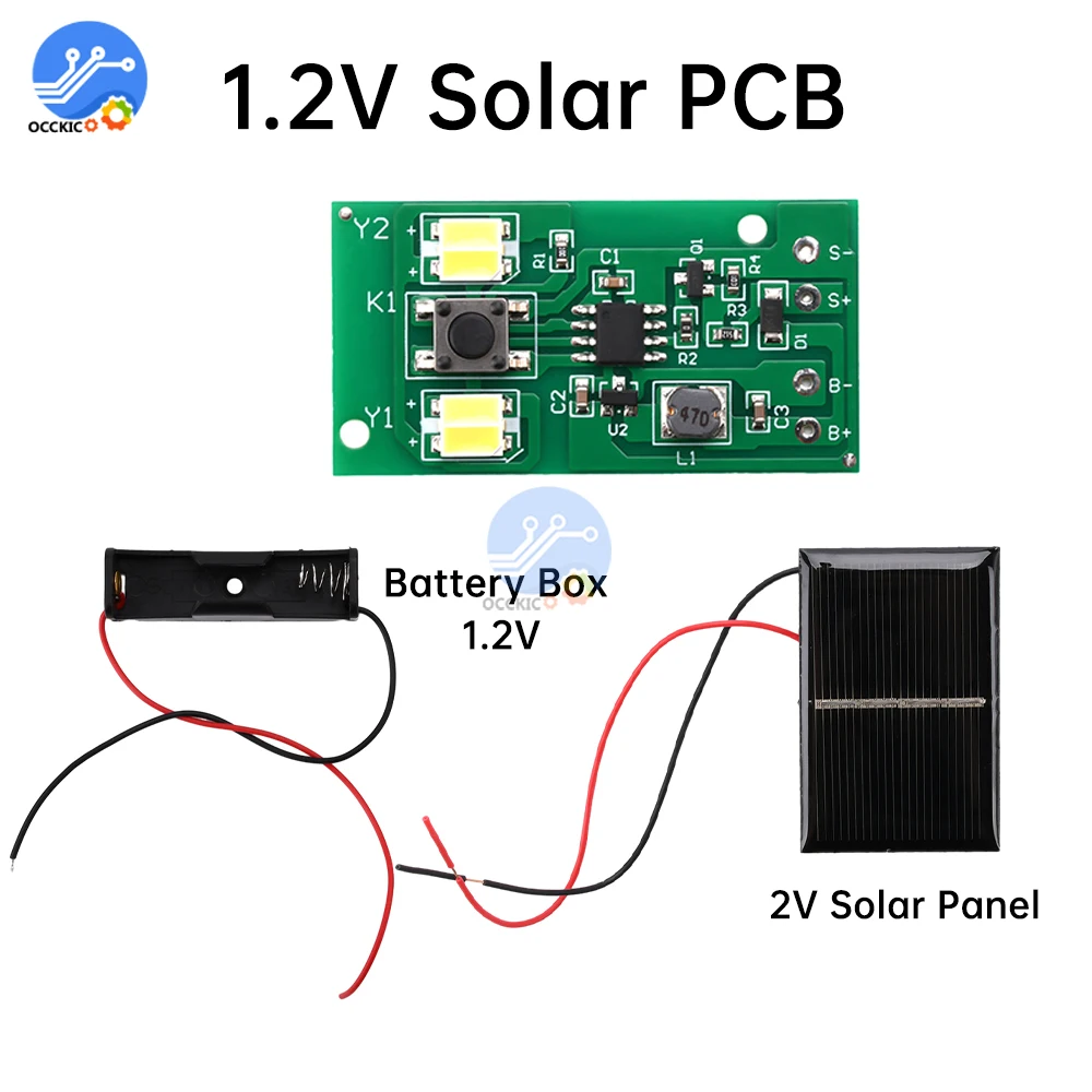 1.2V Bi-Color White + Warm Solar Light Circuit Board Solar Lawn Light Fence Source Board Control DIY Kit