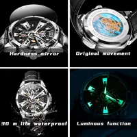 OLEVS-Montre mécanique automatique étanche pour homme, montre-bracelet Seton, modules Shoous, bracelet en cuir, décontracté, marque originale, 7051 6