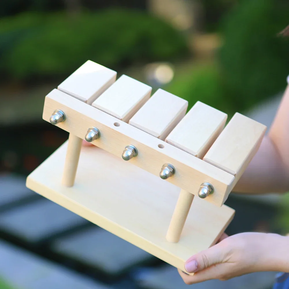 Orff Musical Instruments 5 Tone Xylophone Wooden Muyu Clapper With Drumsticks Kids Educational Toys Gifts Percussion Instrument