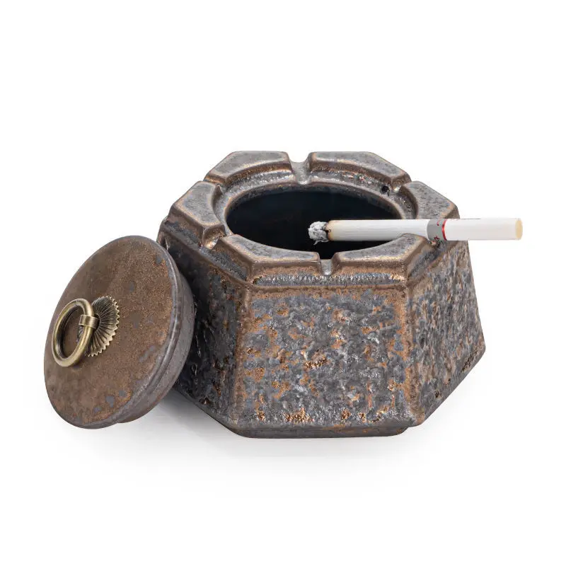 Japanese style rusty ceramic ashtray smoke cup home living room decoration office tea desktop ornaments