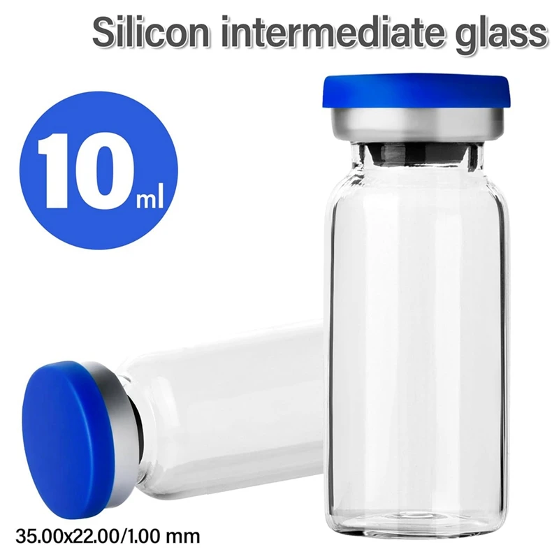 Sterile Empty Vials With Self Healing Injection Port, With Aluminum Plastic Cap, Sealed Empty Vials (10ML 12PCS)