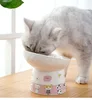 Cat Ceramic Bowl Pet Food Utensils High Footed Bowl 3