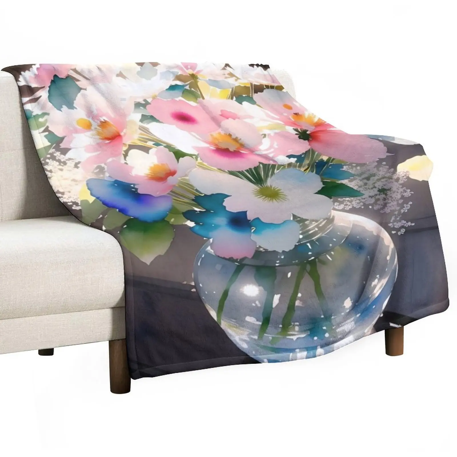 

New Flowering Dreams: Watercolor Painting Throw Blanket Soft Bed Blankets blankets and throws Blanket Sofa