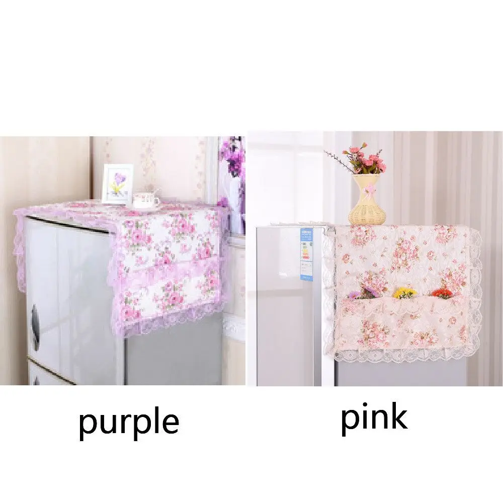 Floral Pattern Refrigerator Cover Dust Cover Flower Lace Hanging Bag Cloth Art Cloth Household Home Decor