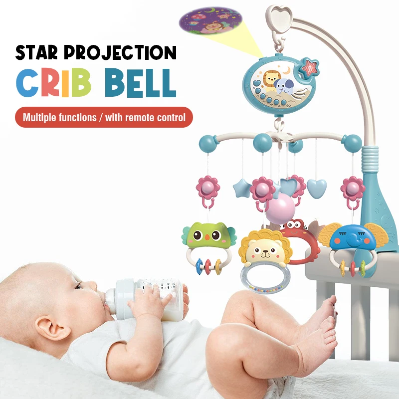 

Star Projection Crib Bell Baby Universal Movable Electric with Light 0-6 Months Newborn Infant Bed Bell Toys for Toddler Gifts