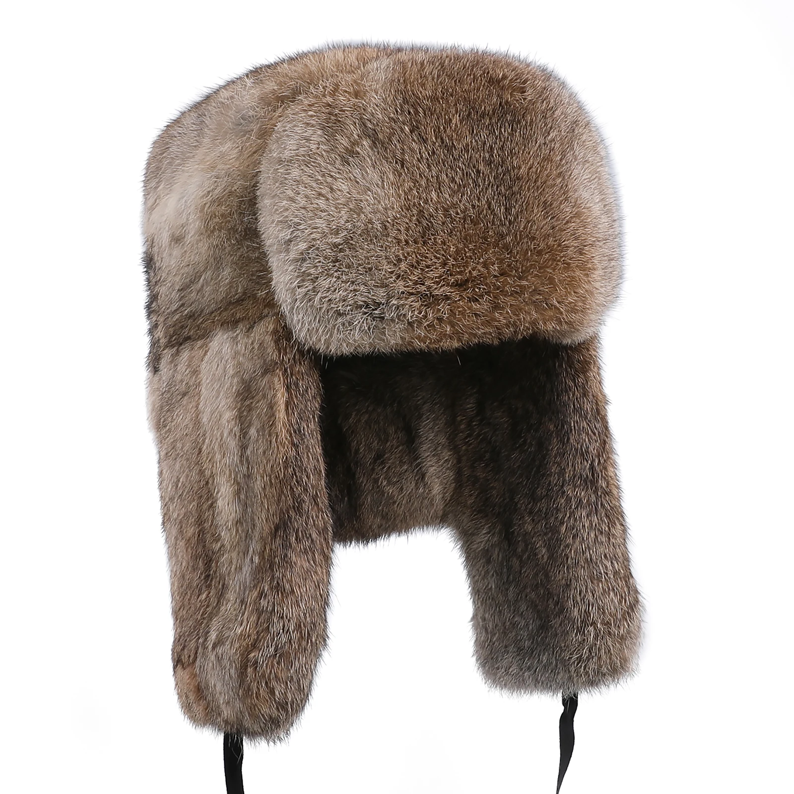 Mens Rabbit Fur Hat Winter Aviator Trapper Hat – Russian Ushanka Style With Ear Flaps, Windproof, For Men & Women Leather Aviator Hat