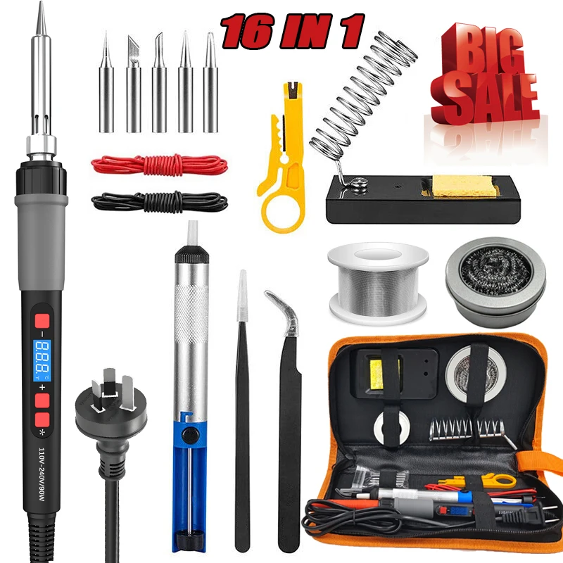 ILIBILIB 90W Soldering Iron Kit LCD Digital Electric Welding Gun Tool Adjustable Tempe