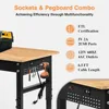70" Adjustable Height Workbench, 2000 LBS Heavy Duty Work Table with Power Outlets & Pegboard, Rubber Wood Workstation for 2