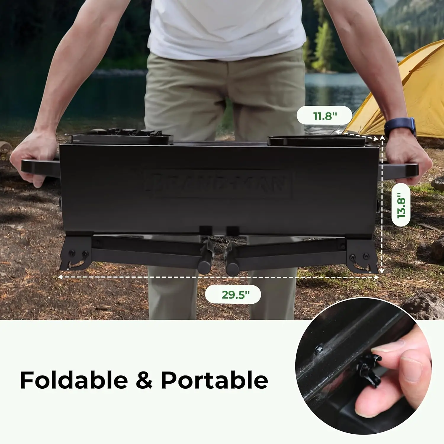 2 in 1 Barbecue Grill with Rotisserie Grill Kit, Portable Folding Outdoor Charcoal Grill, Stainless Steel Spit Roaster 2