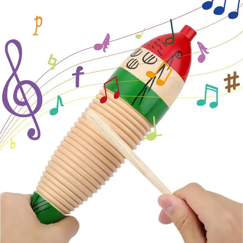 Toddler Musical Instruments Rhythm Toy Wooden Fish Frog Guiro Music Toys Baby Kid Child Early Educational Percussion With Mallet musical percussion instruments