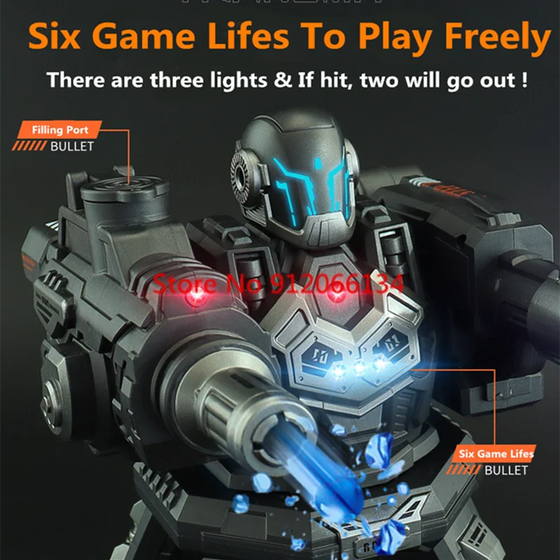 4WD Multiplayer Combat 6 Life RC Robot 3D Rotation Fire Bullet Auto Demo Lighting Sound Effects Remote Control Stunt Robot Toy 4
