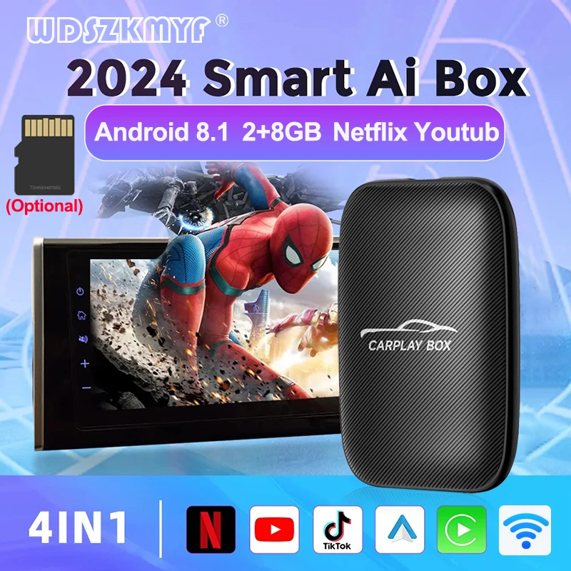 4 in 1 Smart Box Wireless Carplay Android Auto Adapter Wired Android Auto Cars Smart Ai Box WiFi TF Card For Netflix Youtub 1 4 in 1 Smart Box Wireless Carplay Android Auto Adapter Wired Android Auto Cars Smart Ai Box WiFi TF Card For Netflix Youtub