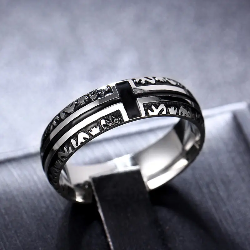 MOREDEAR 8MM Titanium Rings for Men and Women Birthday Gift triangular pattern discredit Ring 