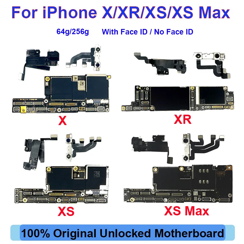 

Fully Tested Motherboard for iPhone X XR XS Max, Original Mainboard with Face ID, 64G, 256G, Clean iCloud, Logic Board Plate