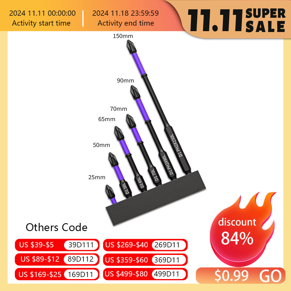 D1 Anti-Slip and Shock-Proof Bits Screwdriver Bits,High Hardness Strong Magnetic