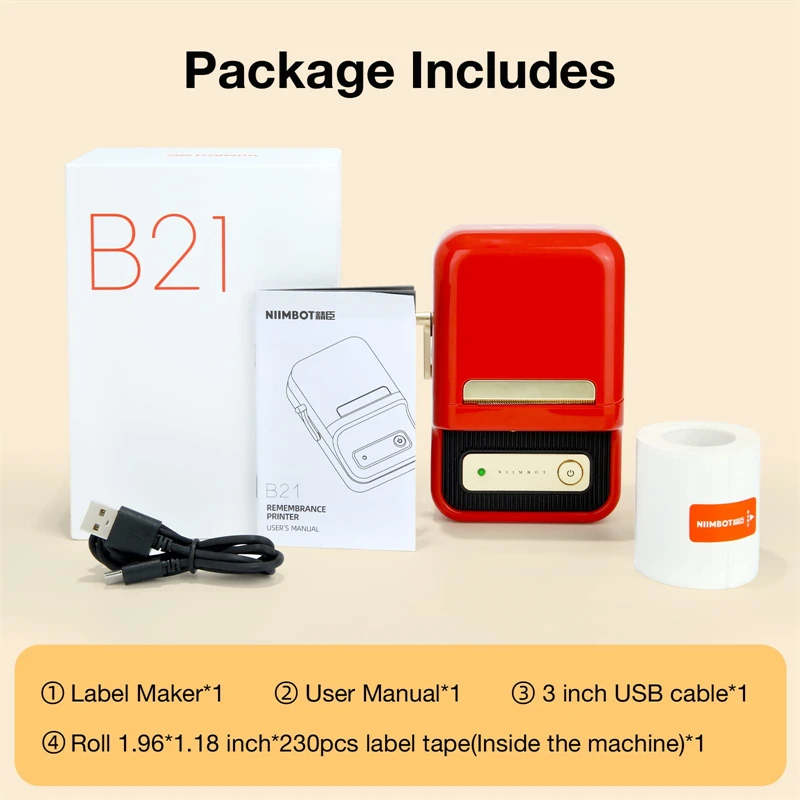 Niimbot B21 Mini Thermische Printer Draadloze Barcode Label Maker Bluetooth Pocket Draagbare Printer Voor Thuiskantoor Commercieel