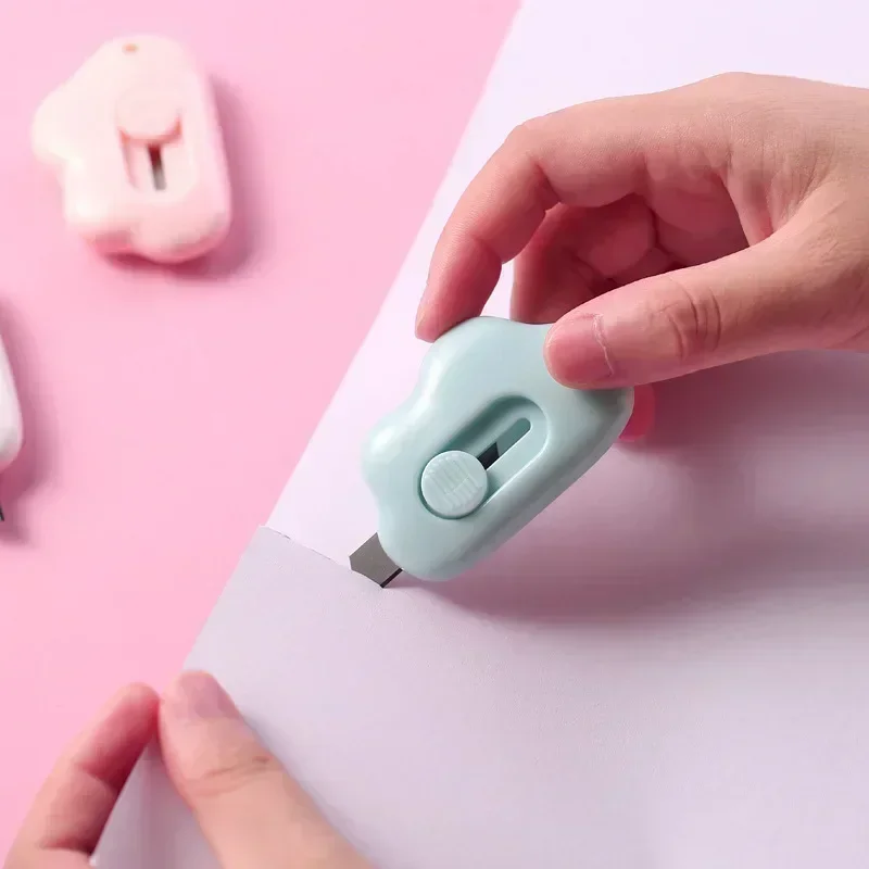 Utility Knife Cute Rabbit Cloud Color Mini Portable Paper Cutter Cutting Paper Razor Blade Office Stationery Cutting Supplies