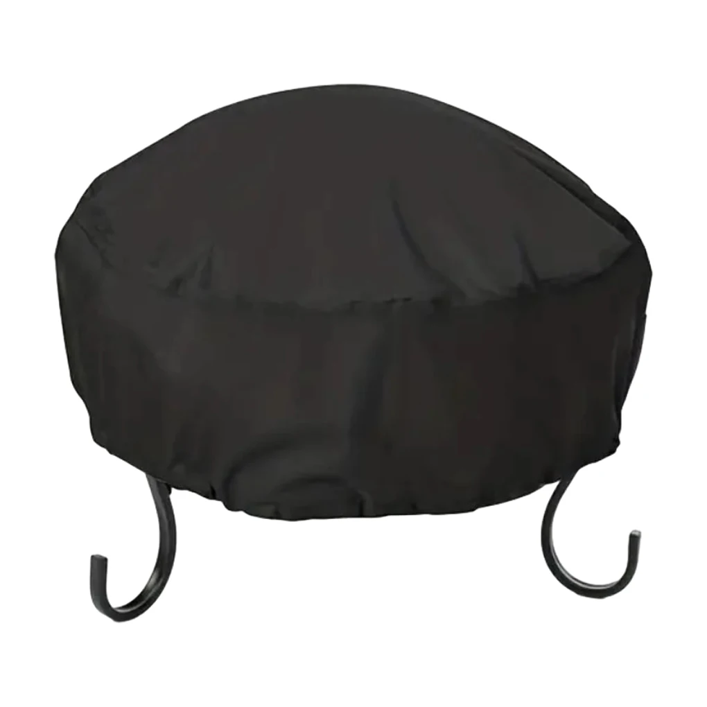 Round Barbecue Grill Dustproof Cover Oxford Cloth Fire Pit Cover Fire Rainproof Sunscreen Cover Outdoor Yard BBQ Supplies 4