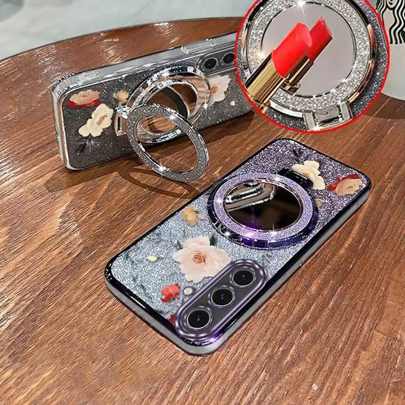 Elegant Floral Phone Accessory Set with Lanyard and Stand