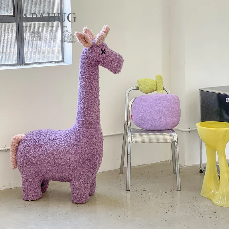 

Wool Cartoon Contrast Color Animal Seat Stool Elephant Home Bedroom Decoration Mount Cute