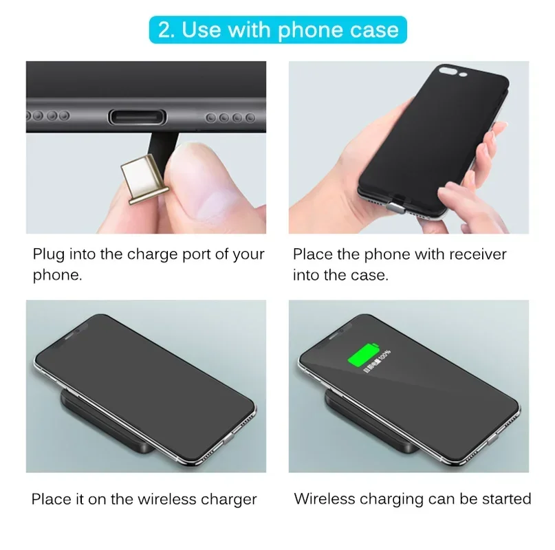 Wireless Charging Receiver Wireless Charging Adapter  Type C MicroUSB Lightning Support for IPhone Android Phone Wireless Charge images - 6