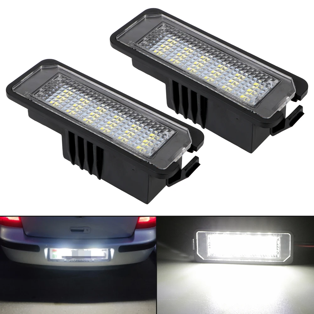 2Pcs 12V 6500K For VW Golf MK4 MK5 MK6 Passat Polo CC Eos Car License Number Plate Lights 18SMD Error free LED