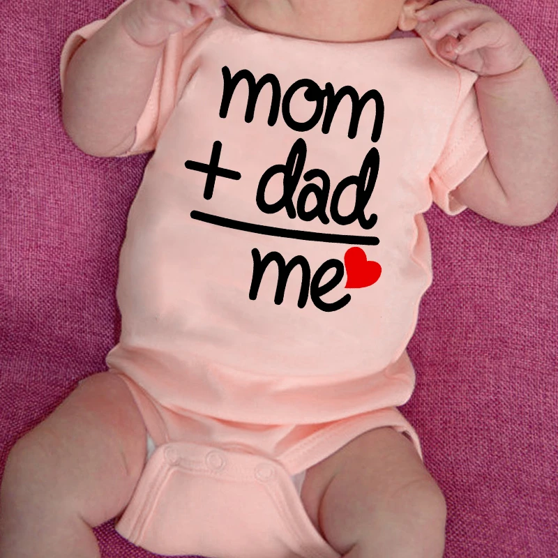 Dad Plus Mom Equals Me Funny Letter Baby Onesies Baby Boys Girls Romper Infant Clothing Newborn Costume Clothes