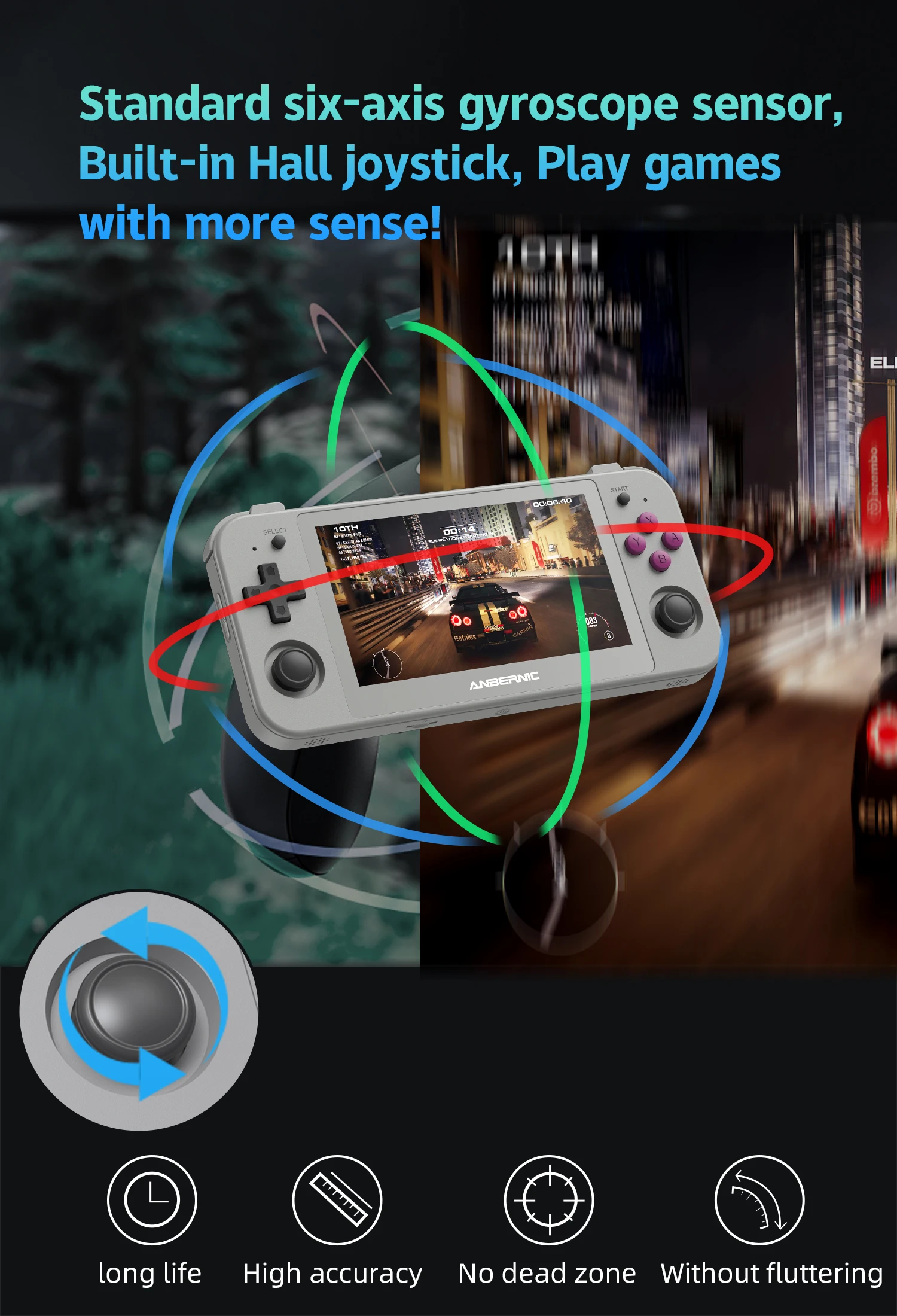 ANBERNIC RG505 Handheld Game Console 4.95 Inches OLED Touch Screen Android 12 OS Portable Video Game Console Christmas Kids Gift